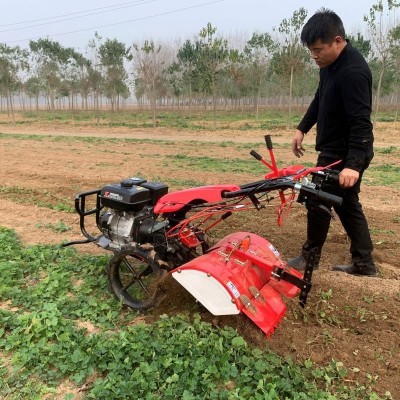 新款四驱后旋直连微耕机 手扶式山地耕种旋耕机 燃油农用开沟机图3