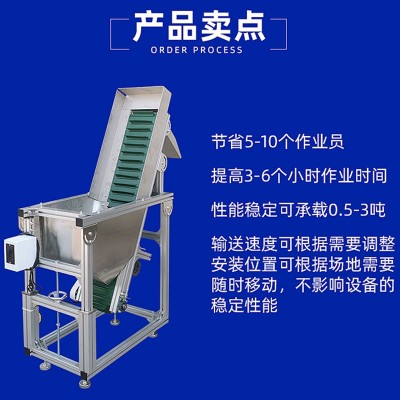 裙边挡板皮带爬坡输送机 食品流水线传送设备 斗式斜坡上料提升机图2