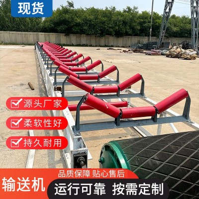 皮带托辊输送机厂家三联托辊支架组槽型橡胶缓冲输送机滚筒批发图5