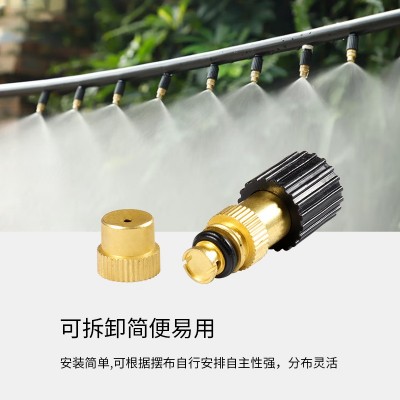 6mm直插式单雾喷头耐用铜雾化喷头园林灌溉种植微喷滴灌配件图3