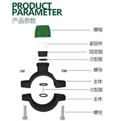 格莱克林厂家供应pe管材配件抢修节螺帽鞍座配螺杆增接口三通图4
