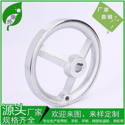厂家批发铸铁电镀铬手轮手柄 方边圆形手轮把手机床手摇轮100-400图2