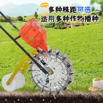 新款不锈钢手推播种机玉米棉花豆子点播器高粱谷子多功能种植机器图3