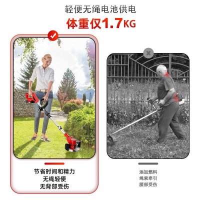除草机电动外贸无线强动力割草神器家用可折叠割草机伸缩杆打草机图2