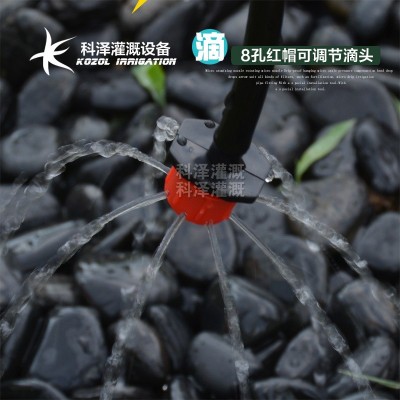 科泽厂家 八孔小红帽滴头滴灌 8孔红色可调节流量滴头 园艺滴灌溉图2
