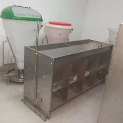 厂家批发旺福育肥双面4孔不锈钢干湿料槽猪用方槽 猪用养殖设备图3
