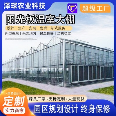 阳光板连栋连体大棚骨架 蔬菜花卉种植养殖大棚 智能玻璃 温室大棚图5