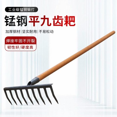 耙子农具农用松土种菜园艺铁耙子搂草农用工具大全耙子九齿钉耙子图5