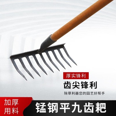 耙子农具农用松土种菜园艺铁耙子搂草农用工具大全耙子九齿钉耙子图4