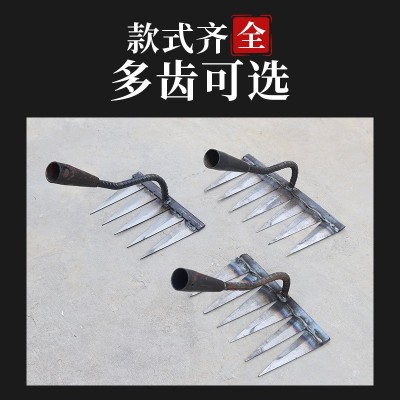 锄头除草耙子农具翻地松土神器六齿钉耙钢耙7齿农用花锄多齿尖头图2