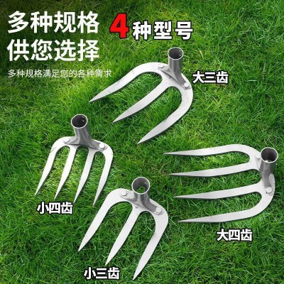 农用耙子锰钢锻打四齿锄头园林松土平土搂地除草工具搂叶子草耙子图2