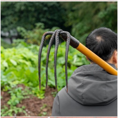 螺纹钢钉耙加粗耙子多齿四齿耙翻地刨红薯花生除草农家用抓钩耙钢图2