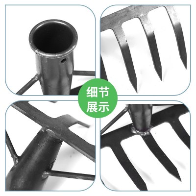 农用一体耙头 钉耙钢耙除草翻地平地松土除草九齿螺纹钢耙农具图2