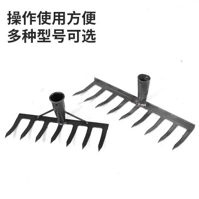 农用一体耙头 钉耙钢耙除草翻地平地松土除草九齿螺纹钢耙农具图4