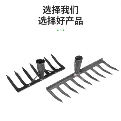 农用一体耙头 钉耙钢耙除草翻地平地松土除草九齿螺纹钢耙农具图3