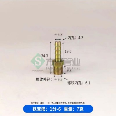 3分外丝插12铁宝塔1寸水气软管煤天然气格林快插接头内外丝牙螺纹图5