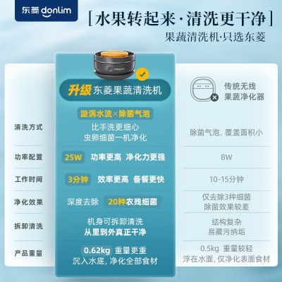 Donim/东菱升级转转果蔬净化器食材清洗机除菌除农残自动洗菜机图4