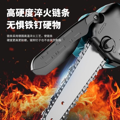 无刷电锯家用便携式锂电电链锯充电式园林迷你电锯中型户外伐木锯图3
