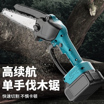 无刷电锯家用便携式锂电电链锯充电式园林迷你电锯中型户外伐木锯图2