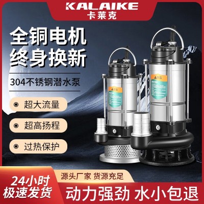 潜水泵220v家用小型不锈钢水泵高扬程大流量农用灌溉自 动抽水泵图2