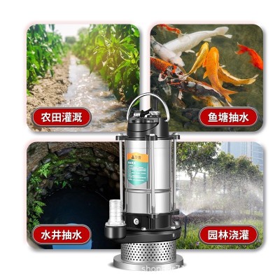 潜水泵220v家用小型不锈钢水泵高扬程大流量农用灌溉自 动抽水泵图3