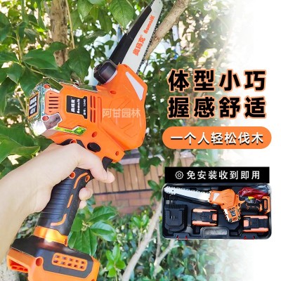 奥玛克AMK1048E单手锂电锯充电式修枝锯伐木锯园林工具10英寸链锯图3