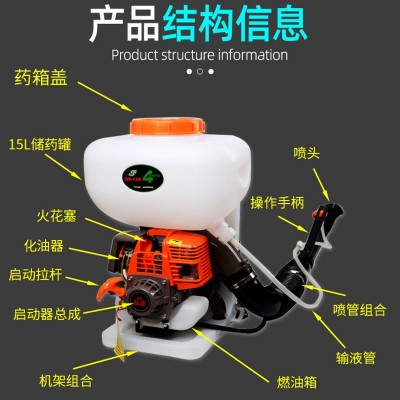 大功率喷雾喷粉机高压喷洒打药机背负式园林果树打农药汽 油机厂家图2