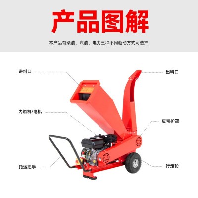 碎枝机果园树枝粉碎机柴油汽电多功能移动粉碎各类树木秸秆碎木机图4