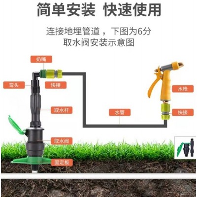 园林绿化快速取水阀 接水器接头钥匙杆6分1寸取水三件套图2