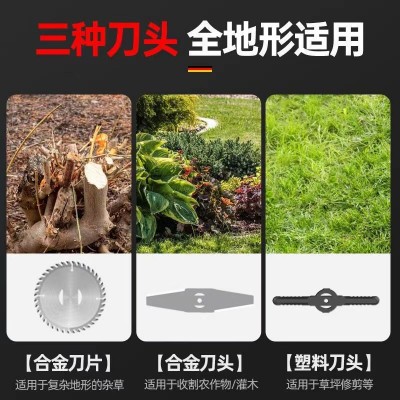 电动割草机锂电除草机便携锂电打草机手持家用锄草充电草坪修剪机图2